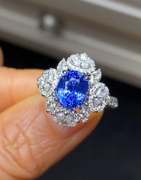 2.97ct刻面蓝宝石戒指吊坠