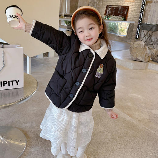 【美出圈！可爱小熊棉服外套】冬季新款 韩版童装小熊刺绣绗线棉服 儿童网红大衣外套 普通的一天 穿搭也可以不普通-QQ 商品图6