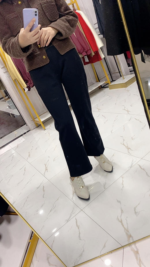 D6140         高腰气质收腰显瘦百搭锦棉复合超柔小微喇裤（加绒加厚特价不退换，XL可穿到100斤） 商品图1