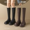 ZHR则则长筒靴加绒厚底骑士靴气质百搭2024新款显瘦长靴时尚女靴 商品缩略图3