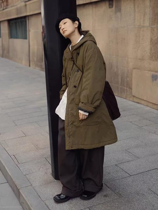 步履不停/4D25007C/学院简约风连帽中长款棉服大衣外套 商品图2