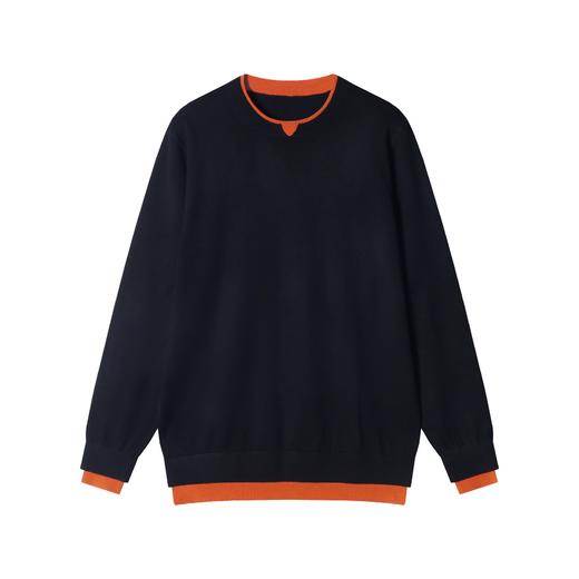 秋冬季新款时尚个性美式撞色圆领假两件毛衣 商品图1