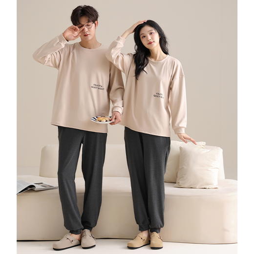 情侣磨毛暖暖睡衣 圆领套头保暖家居服套装（4-1117） 商品图8