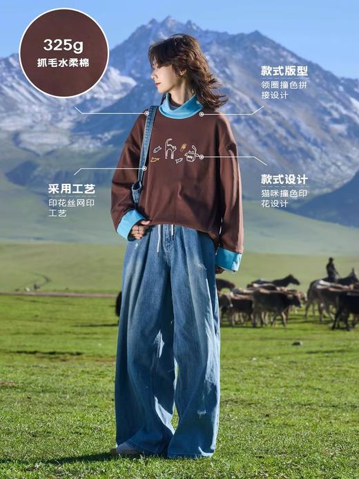 马得工地/MDGDCX244440/250g水柔棉高领猫咪撞色针织打底长袖T恤 商品图2