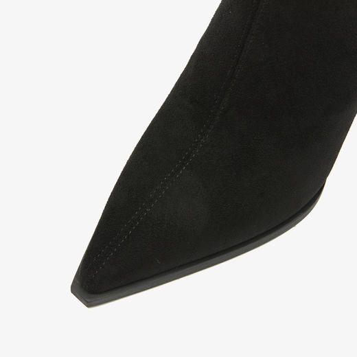 西遇尖头短靴女冬季加绒新款法式配大衣豹纹细跟高跟靴瘦瘦靴V4147851 商品图5