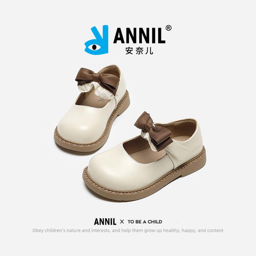 ANNIL/安奈儿韩版蝴蝶结女童皮鞋2024秋季新款儿童软底公主鞋潮HM4301066 商品图3
