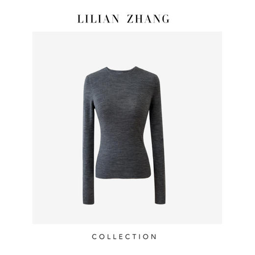 LILIAN ZHANG 秋冬定制—扬子纱、圆领长袖羊毛套衫打底衫  2408006 商品图3