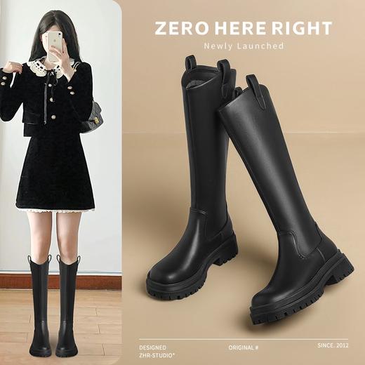 ZHR则则时尚百搭长筒靴2024新款气质法式后拉链女靴ins厚底骑士靴 商品图0