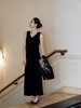 盛唐牡丹 |黑色丝绒双V领长裙 商品缩略图7