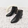 经典鲨2024年冬季新款优雅尖头后拉链加绒保暖中粗跟短靴女KW117-D58161 商品缩略图2