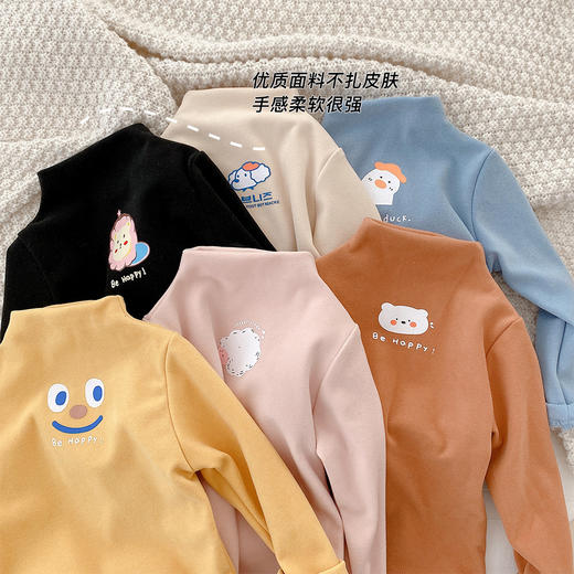 【59/2件】儿童双面磨绒保暖打底衫 男童女童内搭升温上衣 商品图2