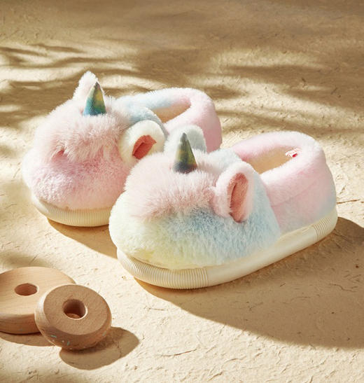 【软糯治愈】儿童梦幻独角兽女童宝宝棉鞋亲子家居室内兔毛绒包跟保暖棉鞋女士棉鞋 商品图0