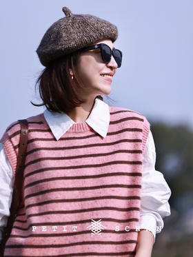 PETIT SCHAN小闪 CLO#629 Pop Rocks 跳跳糖 羊毛缤纷彩点纱圆领条纹背心