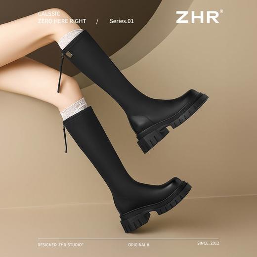 ZHR则则长筒靴加绒厚底骑士靴气质百搭2024新款显瘦长靴时尚女靴 商品图7