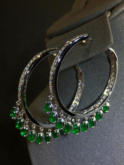 3.09ct蛋面祖母绿耳环耳坠 商品图1