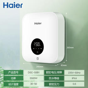海尔（Haier）即热式小厨宝 电热水器 电即热 5500W双驱变频 即开即热 全时热水供应 三档功率 DSC-55B1