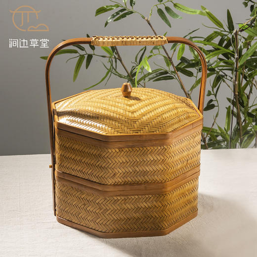 手工竹编楚湘双层提盒 商品图0