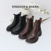 经典鲨2024冬季新款百搭圆头加绒保暖平底时尚短筒马丁靴女KW296-D58061 商品缩略图0