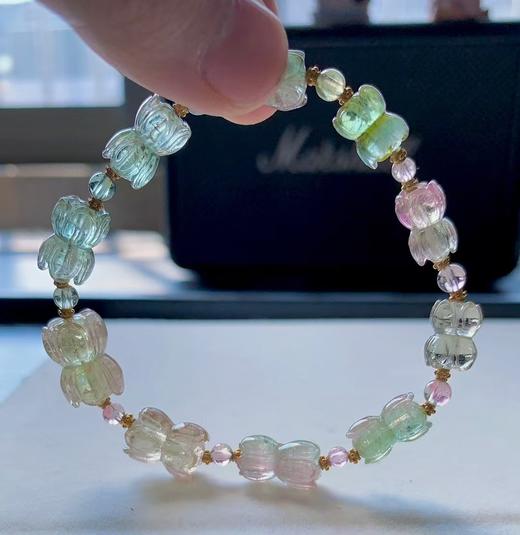 10mm单圈莲花珠西瓜碧玺手链 商品图1