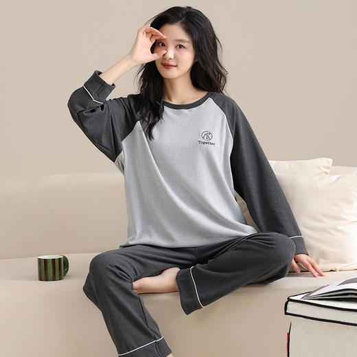 情侣磨毛暖暖睡衣 圆领套头保暖家居服套装（4-1117） 商品图11