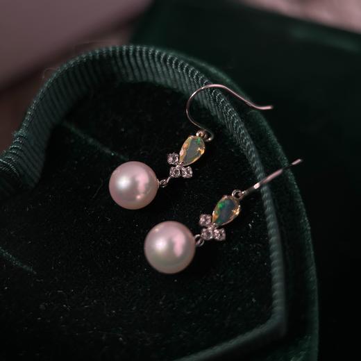 甄珠贝 横滨珠宝展款，天然欧珀耳坠，纤细灵动 akoya海水珠6.5-7mm 正圆无瑕，18k金 商品图1