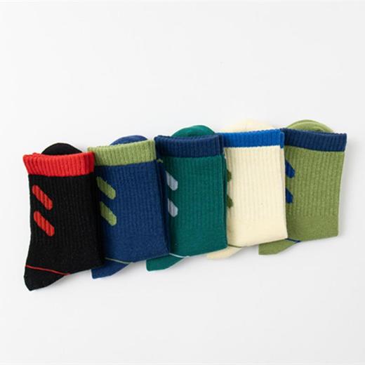 【10双装】深色系ins风男女款潮童运动袜子蓝绿中筒棉柔软舒适 商品图2