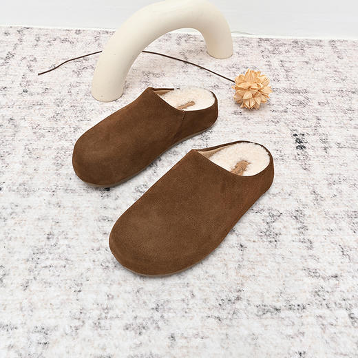 经典鲨2024年冬季新款百搭圆头一脚蹬羊羔毛室内外棉拖鞋女KW279-D58331 商品图2