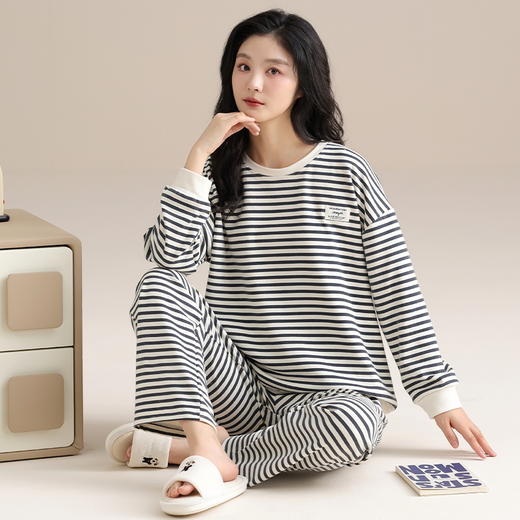 情侣磨毛暖暖睡衣 圆领套头保暖家居服套装（4-1117） 商品图13