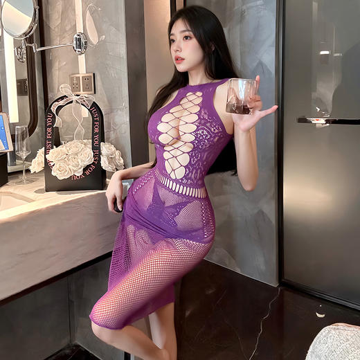 霏慕 风雅式提花诱人网眼长裙7555 情趣内衣黑丝丝袜性感女友穿戴调情前戏 商品图8