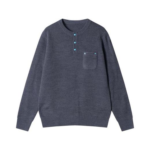 WY816秋冬季新款时尚个性韩版撞色半纽扣圆领针织毛衣百搭潮流宽松 商品图1