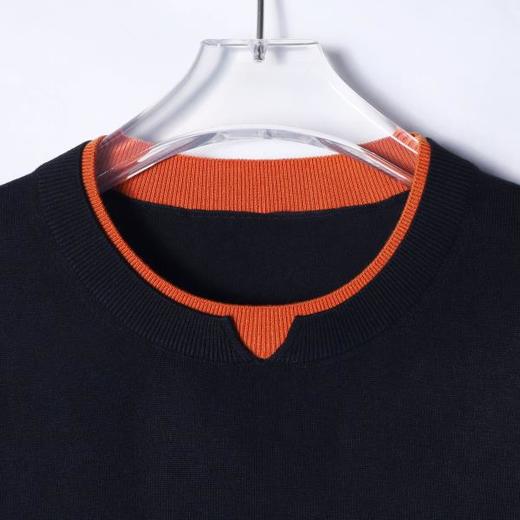 秋冬季新款时尚个性美式撞色圆领假两件毛衣 商品图2