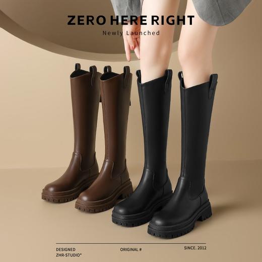 ZHR则则时尚百搭长筒靴2024新款气质法式后拉链女靴ins厚底骑士靴 商品图9