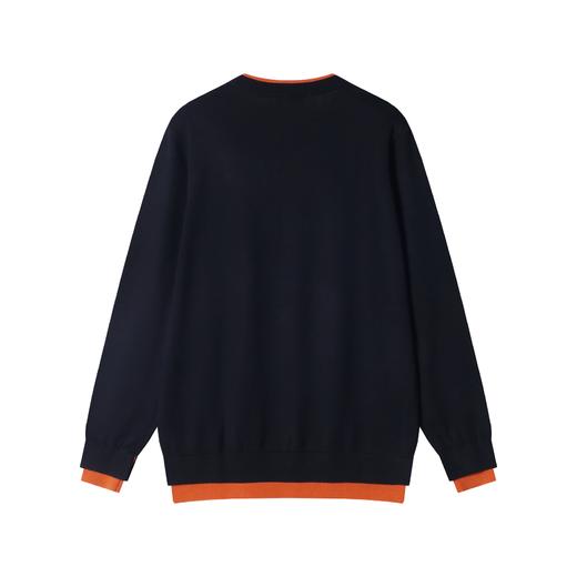 秋冬季新款时尚个性美式撞色圆领假两件毛衣 商品图5