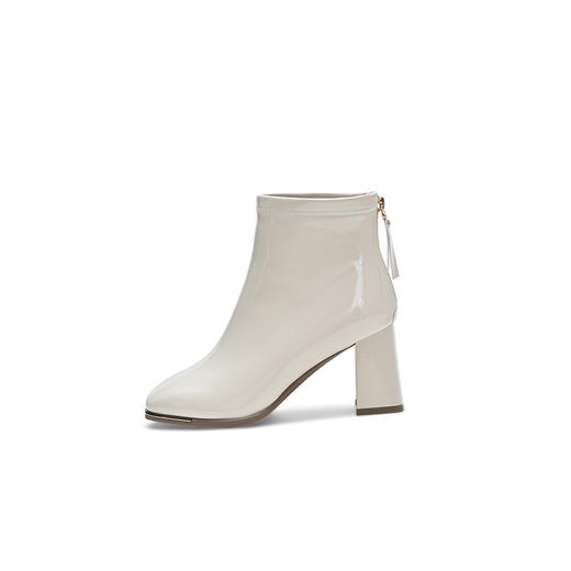 经典鲨2024冬季新款时尚方头加绒保暖高粗跟气质时装短靴女KC19-D58261 商品图4