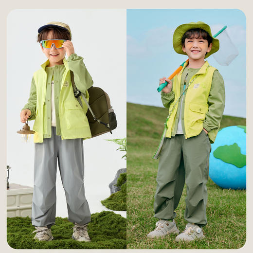 迷你巴拉男女童裤子2025春新品儿童户外弹力伞兵裤直筒裤 商品图7