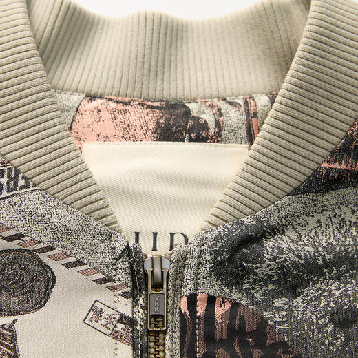 谜底花色外套女2025春季新款复古风原创花型宽松棒球服255MW3011 商品图3