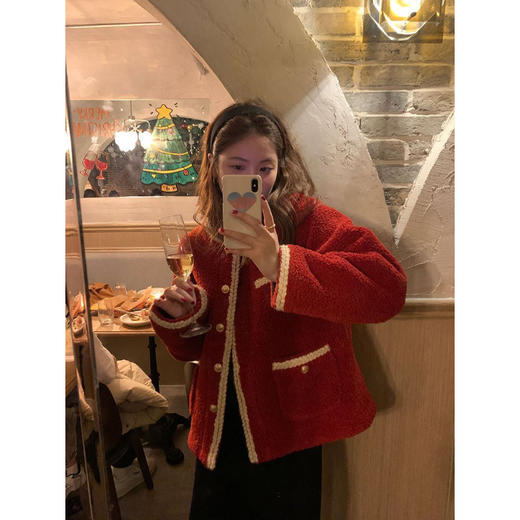 【小香风羊羔毛外套】秋冬加厚新款 韩式气质名媛复古短款上衣 商品图5