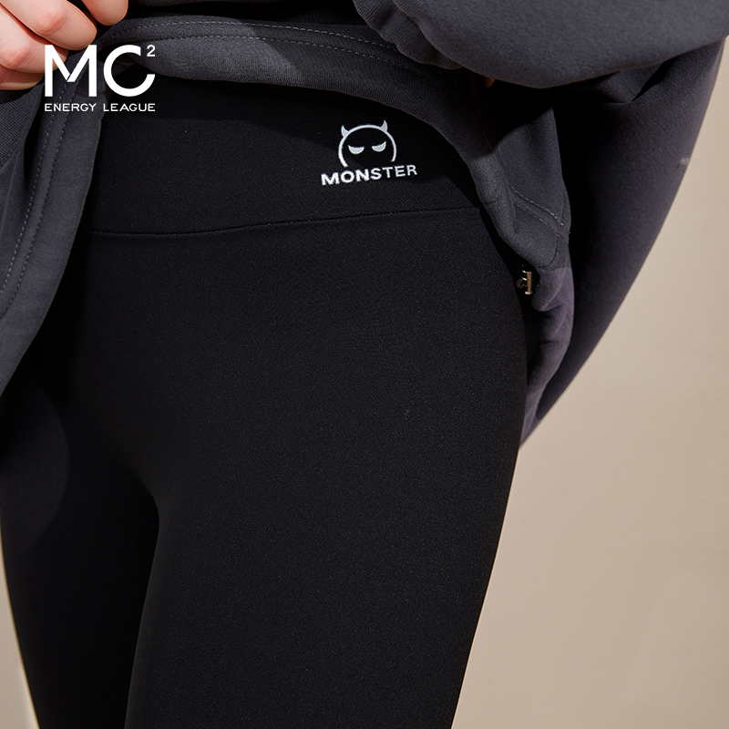 mc2黑色鲨鱼裤女春秋新款瑜伽打底裤舒适弹力提臀芭比裤加绒加厚