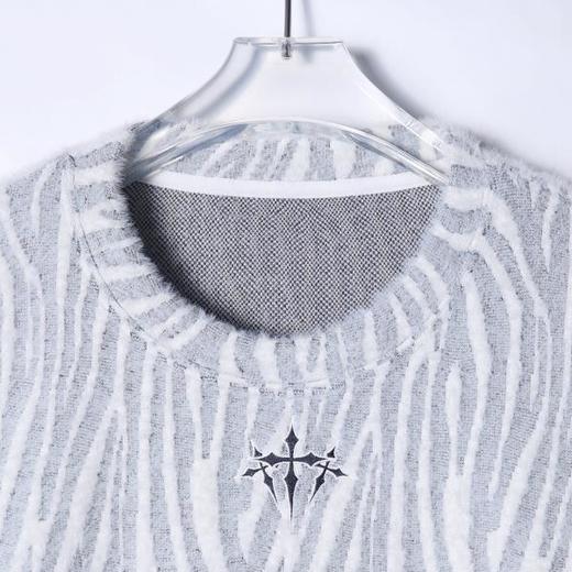 WY857秋冬季新款时尚个性韩版条纹圆领针织毛衣百搭情侣简约上衣 商品图2