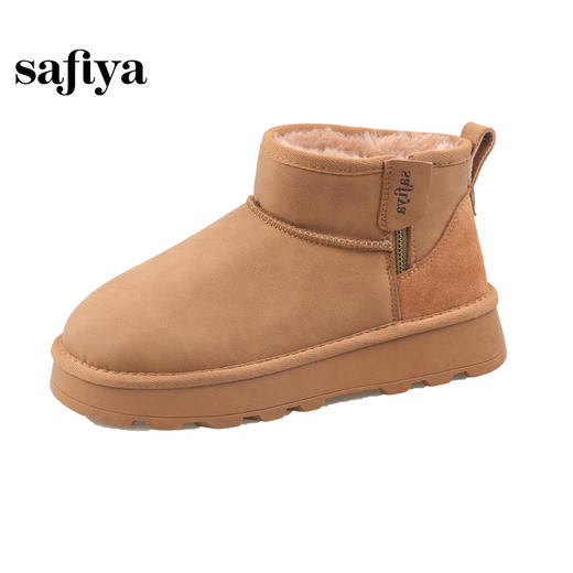 Safiya/索菲娅2024冬季厚底百搭短筒加绒加厚保暖雪地靴 SF4411A187 商品图7
