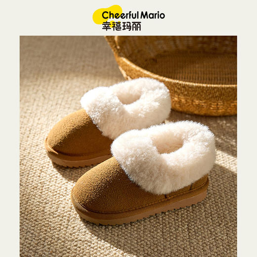 【柔软防滑】冬季女童雪地靴儿童大棉鞋2024冬款加绒加厚皮毛一体小童宝宝可外穿 商品图0