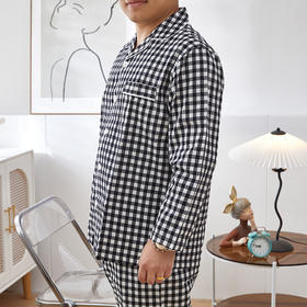 无*良品同款 情侣款水洗棉长袖家居服套装