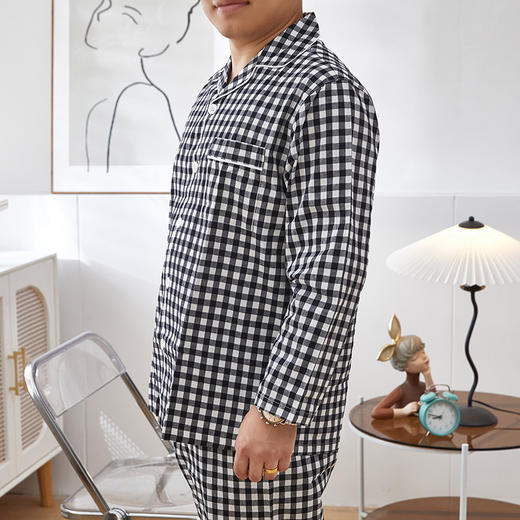 无*良品同款 情侣款水洗棉长袖家居服套装 商品图0