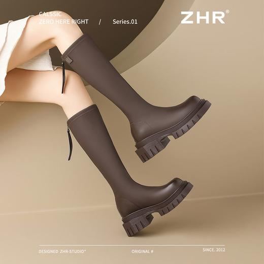 ZHR则则长筒靴加绒厚底骑士靴气质百搭2024新款显瘦长靴时尚女靴 商品图9