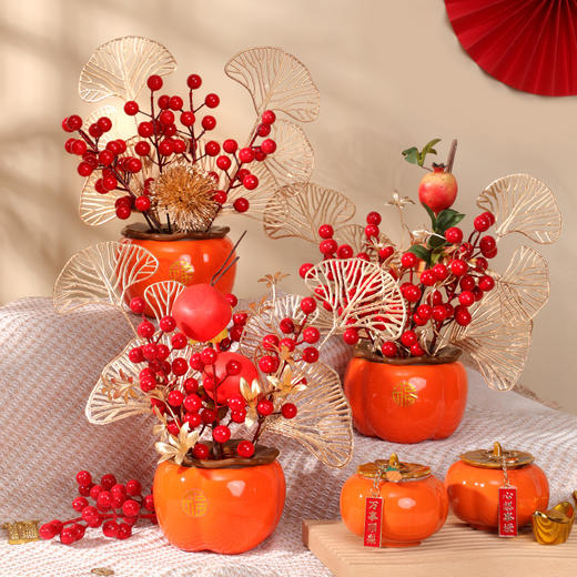 【新春摆件大合集】2025马年福桶，新年装饰，春节布置用品，柿柿如意抱抱桶乔迁之喜摆件L 商品图2