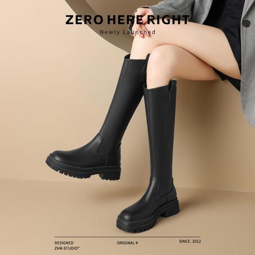 ZHR则则时尚百搭长筒靴2024新款气质法式后拉链女靴ins厚底骑士靴 商品图5