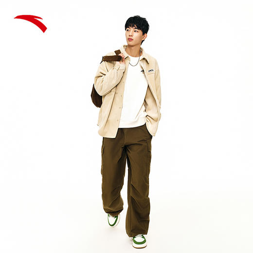 安踏美式复古长袖灯芯绒衬衫男女同款加绒宽松休闲外套172448102 商品图3