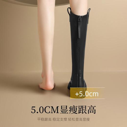 ZHR则则时尚百搭长筒靴2024新款气质法式后拉链女靴ins厚底骑士靴 商品图3