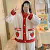 【秋冬加厚❗️法兰绒开衫套装】减龄显嫩加分，家居服该有的灵魂❗️小香风乌龙桃暖暖睡衣少女长袖长裤套装本命年新年2025马年年货 商品缩略图2