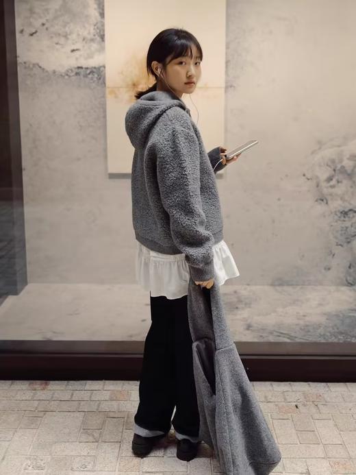 步履不停/4D13251C/全羊毛保暖圈圈羊毛白色灰色毛衣外套 商品图3